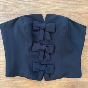 Astr Black Strapless Top with Bow Accents